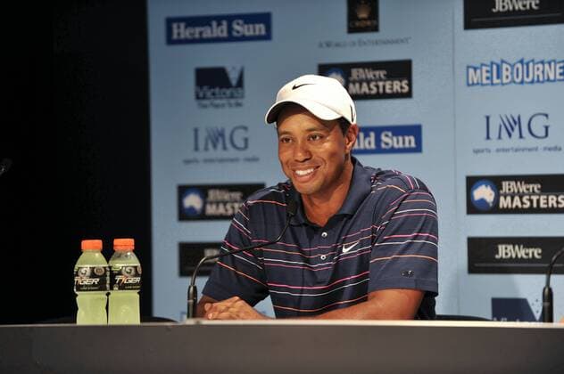 Nov 12, 2009 - Melbourne, Australia - TIGER WOODS (USA) addresses the press after his first round 6 under par to finish in a three way tie for the lead during the Australian Masters at Kingston Heath Golf Club - ZUMAmm5 o0 Eldrick