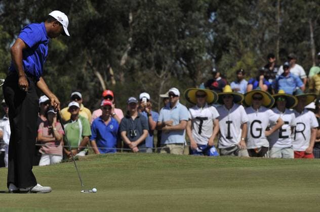 Nov 13, 2009 - Melbourne, Australia - TIGER WOODS (USA) saves par in front of obvious fans during the Australian Masters at Kingston Heath Golf Club. - ZUMAmm5