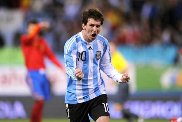Fussball Nationalmannschaft : Saison 2009 2010 14.11.2009 Freundschaftsspiel , Spanien - Argentinien , ESP - ARG , JUBEL Lionel Messi (ARG)  o0 Freude