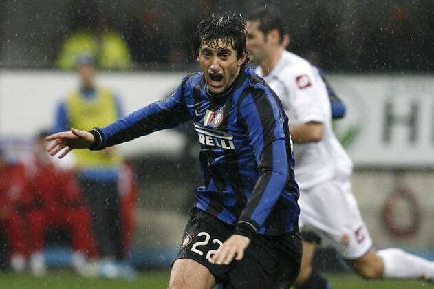Mailand 29 11 2009 - Serie A: Inter Mailand (blau) - AC Florenz ACF Fiorentina (weiß): Jubel - Diego Milito -  o0 Freude