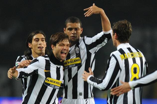 Juventus Turin (weiß) - Inter Mailand (blau): Jubel von Felipe Melo (2.v.re.)  o0 Freude