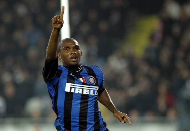 Torjubel Samuel Eto o (Inter) - Juventus Turin (weiß) - Inter Mailand (blau) - giorgioxperottino o0 Jubel Freude Etoo