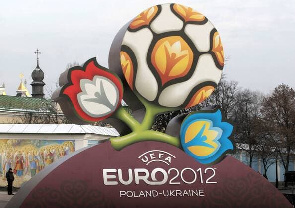 KIEV, UKRAINE. DECEMBER 14, 2009. The official logo of the 2012 UEFA European Football Championship has been presented in Kyiv.  S007E8C6