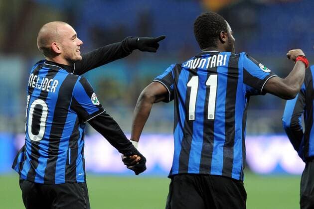 Inter Mailand (blau) - AS Livorno (weiß), Torjubel Wesley Sneijder (L)  o0 Jubel, Freude