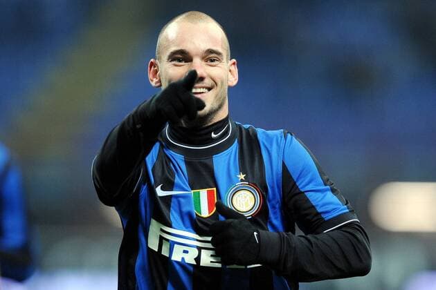 Inter Mailand (blau) - AS Livorno (weiß), Torjubel Wesley Sneijder  o0 Jubel, Freude