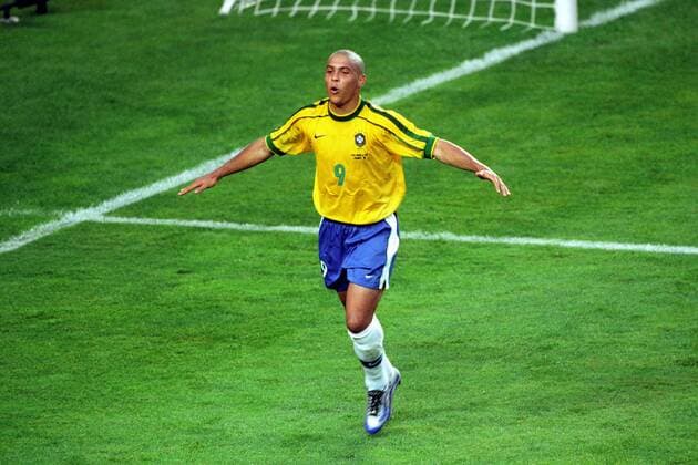Ronaldo (Brasilien) - Torjubel Fußball Länderspiel Herren WM 1998, Nationalteam, Nationaltrikot, Achtelfinale Einzelbild Paris Freude,