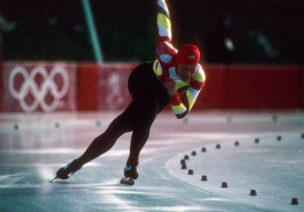 Christa Luding (Deutschland) Eisschnellauf OS Winter Damen Olympische Spiele 1992, Winterspiele, Einzelbild Albertville Dynamik,