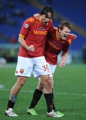 Luca Toni (li.) und John Arne Riise (beide AS Rom) - Jubel - AntoniettaxBaldassarre o0 Freude