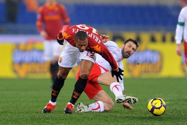 Julio Baptista (AS Rom, li.) -  o0 Jubel, Freude, US Triestina Calcio