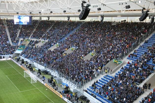 TSG 1899 Hoffenheim - Einweihung der Rhein-Neckar-Arena. Blick auf den Fanblock