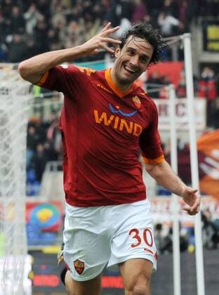 Luca TONI (AS Rom) celebrates scoring - Roma 17 1 2010 Stadio Olimpico Roma Serie A 2009 2010 - ANDREAXSTACCIOLI