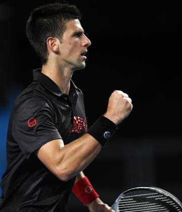 (100119) -- MELBOURNE, Jan.19, 2010 Novak Djokovic of Serbia celebrates during the first round match of men s singles in 2010 Australian Open at Hisense Arena in Melbourne Park, Jan. 19, 2010. Novak Djokovic won 3-0. (5)  o0 Porträt o0 Jubel Freude