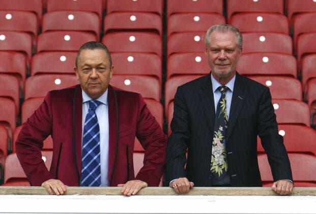 David Sullivan (L)and David Gold Joint Co Chairman of West Ham United at Boleyn Ground Upton Park 