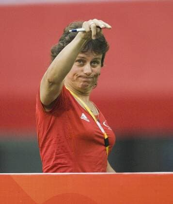 Ulrike BALLWEG, Deutschland, Co-Trainerin, Trainer, Brustbild, Gestik; Fussball Frauen am 06.08.2008 in Shenyang, Olympische Sommerspiele 2008 in Peking