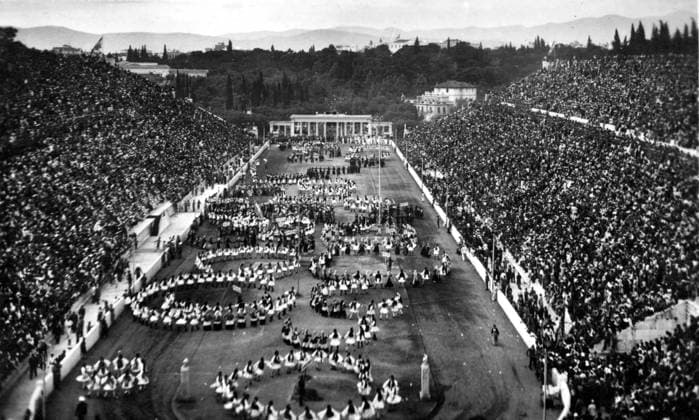 1896 OLYMPICS ATHENS, OPENING CEREMONY -  o0 Totale Olympische Spiele, Sommerspiele, Eröffnungsfeier Zeremonie Eröffnung Feier Publikum Aufnahmedatum geschätzt