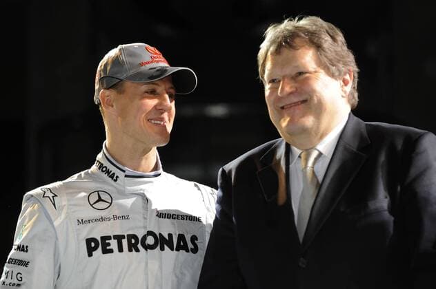 Michael SCHUMACHER mit Motorsportchef Norbert HAUG (beide GER). Teamvorstellung Mercedes GP Petronas am 25.01.2010. Stuttgart o0 Funktionär
