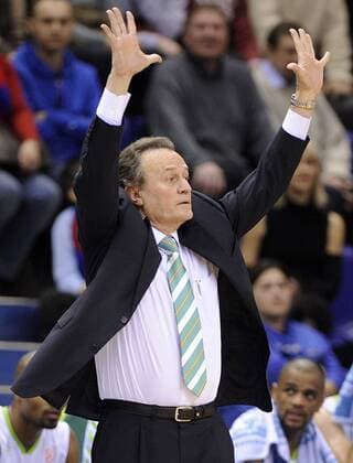 08: MOSCOW, RUSSIA. JANUARY 28, 2010. Coach Aito Garcia Reneses (Unicaja Malaga) reacts during the Euroleague Top 16 basketball game. CSKA won 86-78.  RE0C6B24
