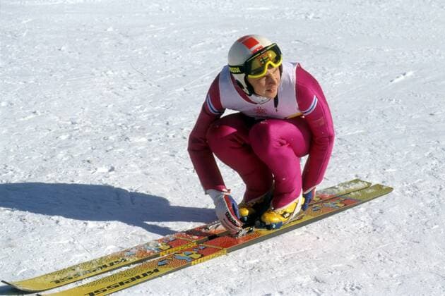 Matti Nykänen (Finnland) Skispringen OS Winter Herren Olympische Spiele 1988, Winterspiele, Ski Nordisch, Skisport Einzelbild Calgary