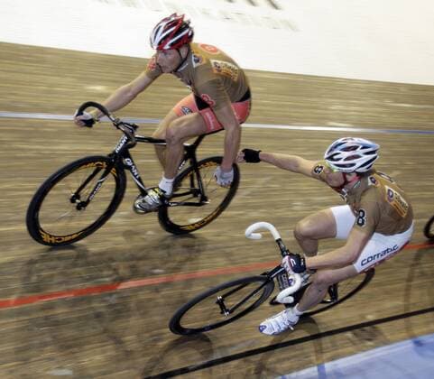 Marcel Barth, GER, oben - unten Sebastian Siedler, GER --- 99. Berliner Sechstagerennen Berlin, 28.01.2009 Velodrom