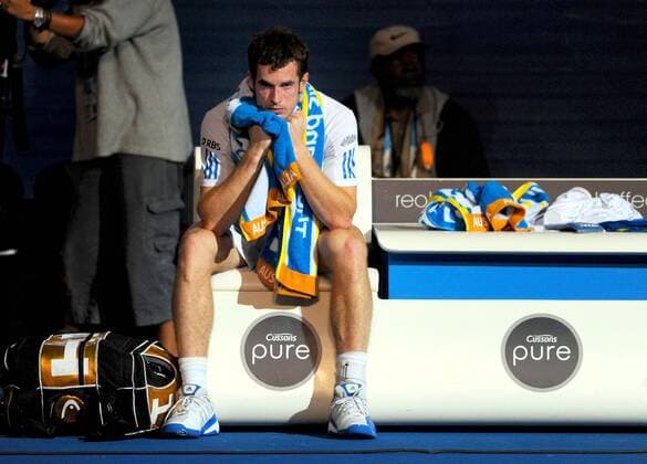TENNIS - ATP, Australian Open 2010 in Melbourne, 31.01.2010 - TENNIS - ATP World Tour, Grand Slam, Australian Open 2010, Finale. Bild zeigt Andy Murray (GBR).  o0 Andrew Enttäuschung