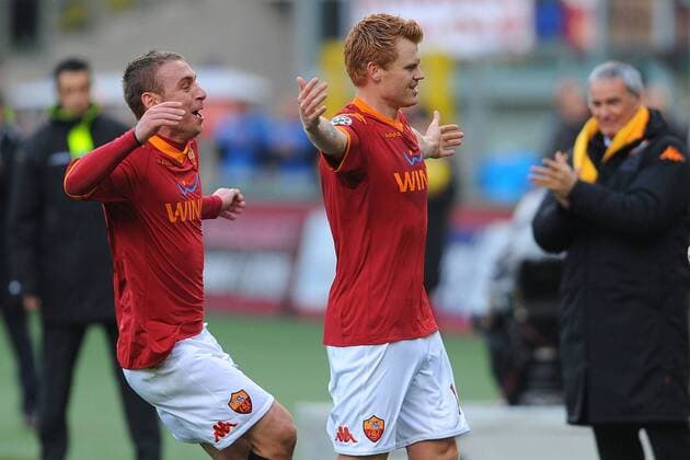 John Arne Riise (re.) und Daniele de Rossi (beide AS Rom) - Torjubel  o0 Jubel, Freude