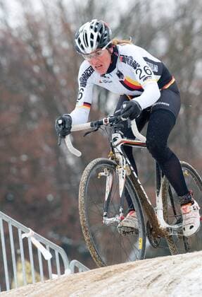 Hanka Kupfernagel from Germany on her way to second place of the Women Cyclocross World Championships in Tabor, Czech Republic, on Sunday, Jan. 31, 2010. (CTKxPhoto DavidxVeis)  VEI 6