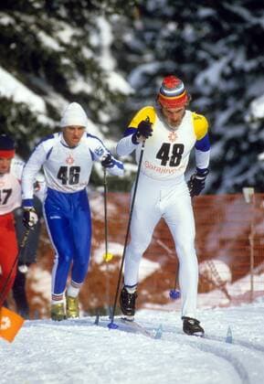 Thomas Wassberg (Schweden, re.) Nordischer Skilauf OS Winter Herren Olympische Spiele 1984, Winterspiele, Ski Nordisch, Skisport Gruppe Sarajevo