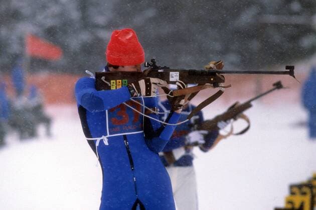 Frank Ullrich (DDR) Biathlon OS Winter Herren Olympische Spiele 1980, Winterspiele Einzelbild Lake Placid