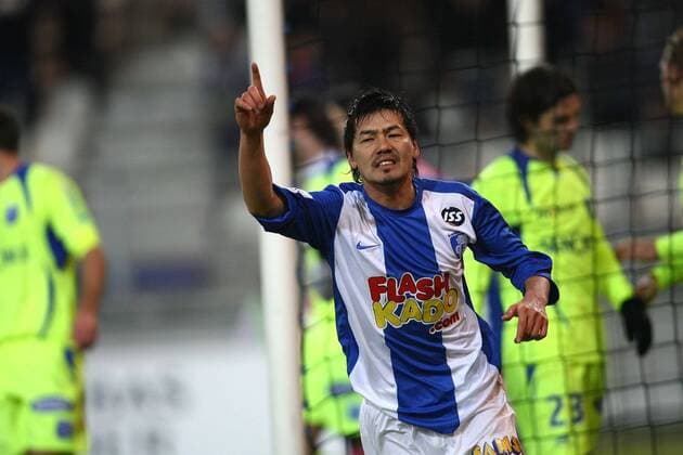 Grenoble Foot 38 (blau) - AJ Auxerre (grün), - Torjubel Daisuke Matsui (GF38) - L1 - 06-02-10 EddyLEMAISTRE -  o0 Jubel, Freude