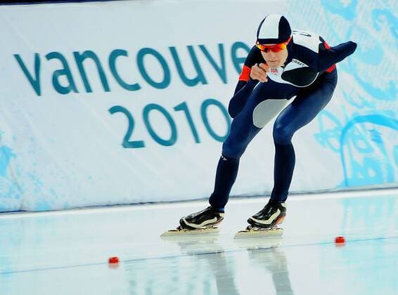 Martina Sablikova of the Czech Republic competes in women s 3000 meter speed skating at the Richmond Olympic Oval in Vancouver, Canada, during the 2010 Winter Olympics on February 14, 2010. Sablikova earned gold with a time of 4:02.53.  OLY2010021413
