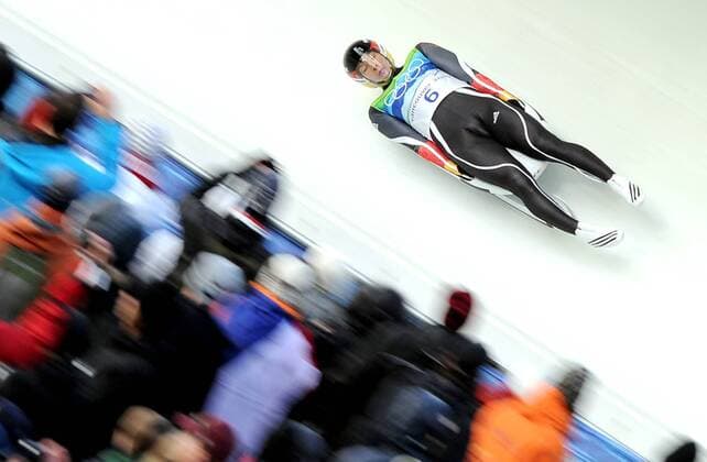 Germany s David Moeller competes during the men s singles final of luge in the 2010 Olympic Winter Games at the Whistler Sliding Centre, Canada, Feb. 14, 2010. David Moeller won a silver medal of the event. (1) 