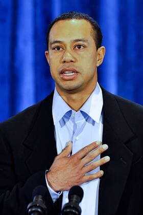 Eldrick Tiger Woods (USA) apologizes for irresponsible and selfish behavior during his first public statement to a small gathering of reporters and friends at the headquarters of the U.S. PGA Tour in Ponte Vedra Beach, Florida,on February 19, 2010.  WAX20100219740 Golf Herren privat