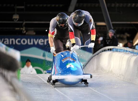 Olympische Winterspiele Vancouver - Whistler Slieding Centre, Bob - Andre Lange (vorn) und Kevin Kuske (GER)