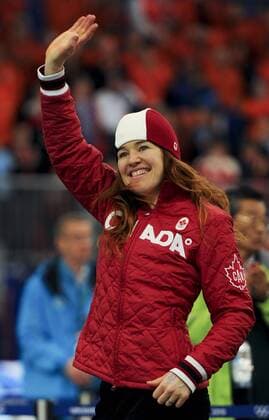 Feb. 24, 2010 - Vancouver, British Columbia, Canada - 02 24 10 - OLY - Canada s Clara Hughes wins a bronzemedal at the women s 5000m speed skate event at the Richmond Oval...The Winter Olympics are on in Vancouver...  - ZUMAt14 o0 Jubel Freude