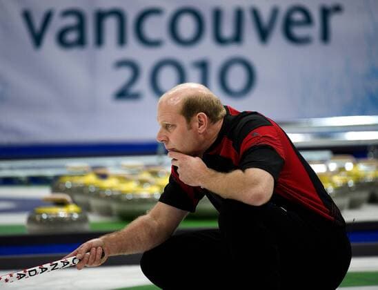 Feb. 27, 2010 - Vancouver, British Columbia, Canada - Olympics Men s Curling- Canada s Kevin Martin looks down the court during the Men s Curling finals at the 2010 Winter Olympic on February 27, 2010 in Vancouver, British Columbia. Canada beat Norway 6-3 and won the goldmedal. - ZUMAj89