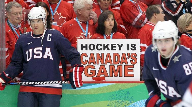 Feb. 28, 2010 - Vancouver, BC, Canada - USA s JAMIE LANGENBRUNNER (L) and USA s PATRICK KANE warm up prior to the men s Goldmedal match against Canada at Canada Hockey Place in Vancouver, BC during the 2010 Winter Olympics, February 26, 2010. - ZUMAw51 o0 Plakat, Fanplakat, Fanplakate, Transparent, Schriftzug o00 kurios