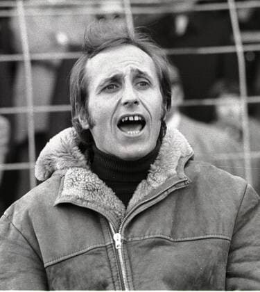 Fortuna Koeln mit Trainer Heinz Hornig. Aus 2. BL VfL Wolfsburg gegen Fortuna Koeln 1-5 am 08. 03. 1975 im VfL Stadion.