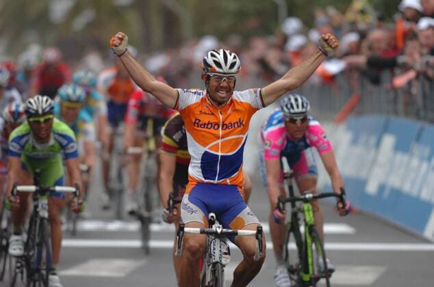 Oscar Gomez Freire (Rabobank) gewinnt Mailand San Remo 2010 -  o0 Freude Jubel Sieg