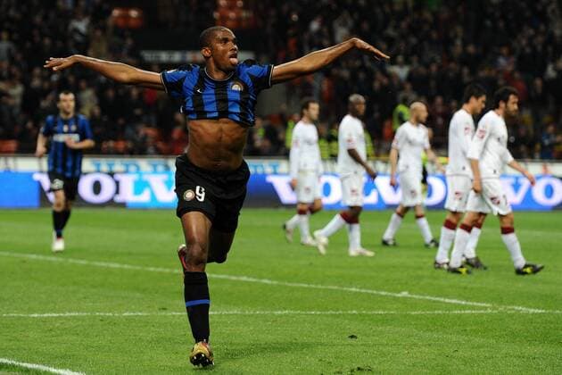 Inter Mailand (blau)-AS Livorno : Jubel Samuel Eto o  o0 Freude Etoo