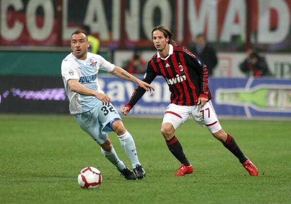 Luca Antonini (AC Milan, re.) - Cristian Brocchi (Lazio Rom)