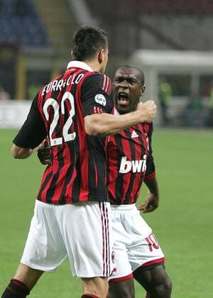 Clarence Seedorf (re.) und Marco Borriello (AC Milan) - Jubel o0 Freude