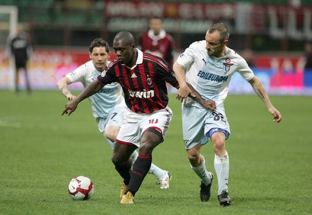 Clarence Seedorf (AC Milan, li.) - Cristian Brocchi (Lazio Rom)