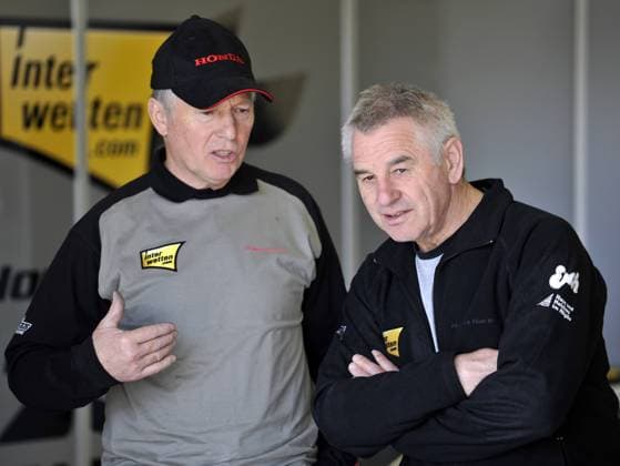 Li. Josef Sepp Schloegl, und re. Anton Mang, GER, Motorrad Legende - 125cc, Jerez, Motorrad WM, 29.03.2010  o00 Test, Testfahrt