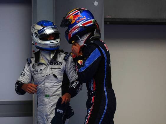 Qualifying, Mark Webber (Australien), Red Bull Racing, RB6 pole position and Rubens Barrichello (BRA), Williams, FW32 