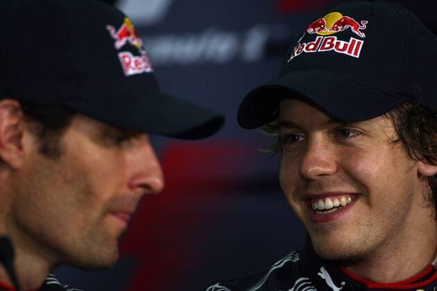 Qualifying, Press conference, Mark Webber (Australien, L), Red Bull Racing, RB6 pole position and Sebastian Vettel (GER), Red Bull Racing, RB6 3rd position 