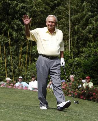 Arnold Palmer (USA) waves to patrons on No. 3 during Wednesday s Par Three Contest of the Masters at Augusta National Golf Club in Augusta, Georgia, on April 7, 2010. xGerryxMelendezx  ActionPlus11028826 o0 himself