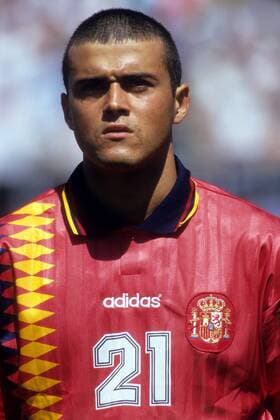 Luis Enrique (Spanien) - Nationalhymne Fußball WM Herren WM 1994, Länderspiel, Nationalteam, Nationaltrikot Porträt Chicago