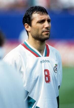 Hristo Stoichkov (Bulgarien) - Nationalhymne Fußball WM Herren WM 1994, Länderspiel, Nationalteam, Nationaltrikot Porträt New York, Ny, N.Y.