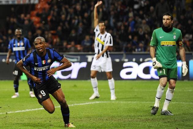 Inter Mailand (blau) - Juventus Turin (weiß), Torjubel Samuel Eto o  o0 Jubel, Freude Etoo