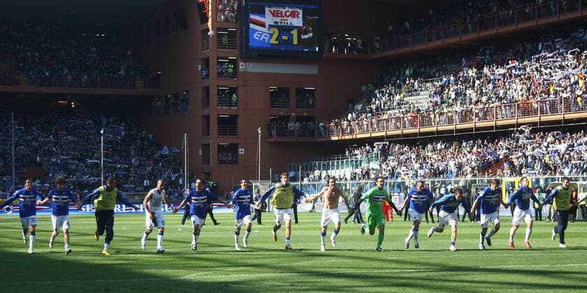 18.04.2010, Genua - Serie A 2009 2010 - Schlussjubel Sampdoria Genua ---  o0 Jubel Freude Totale